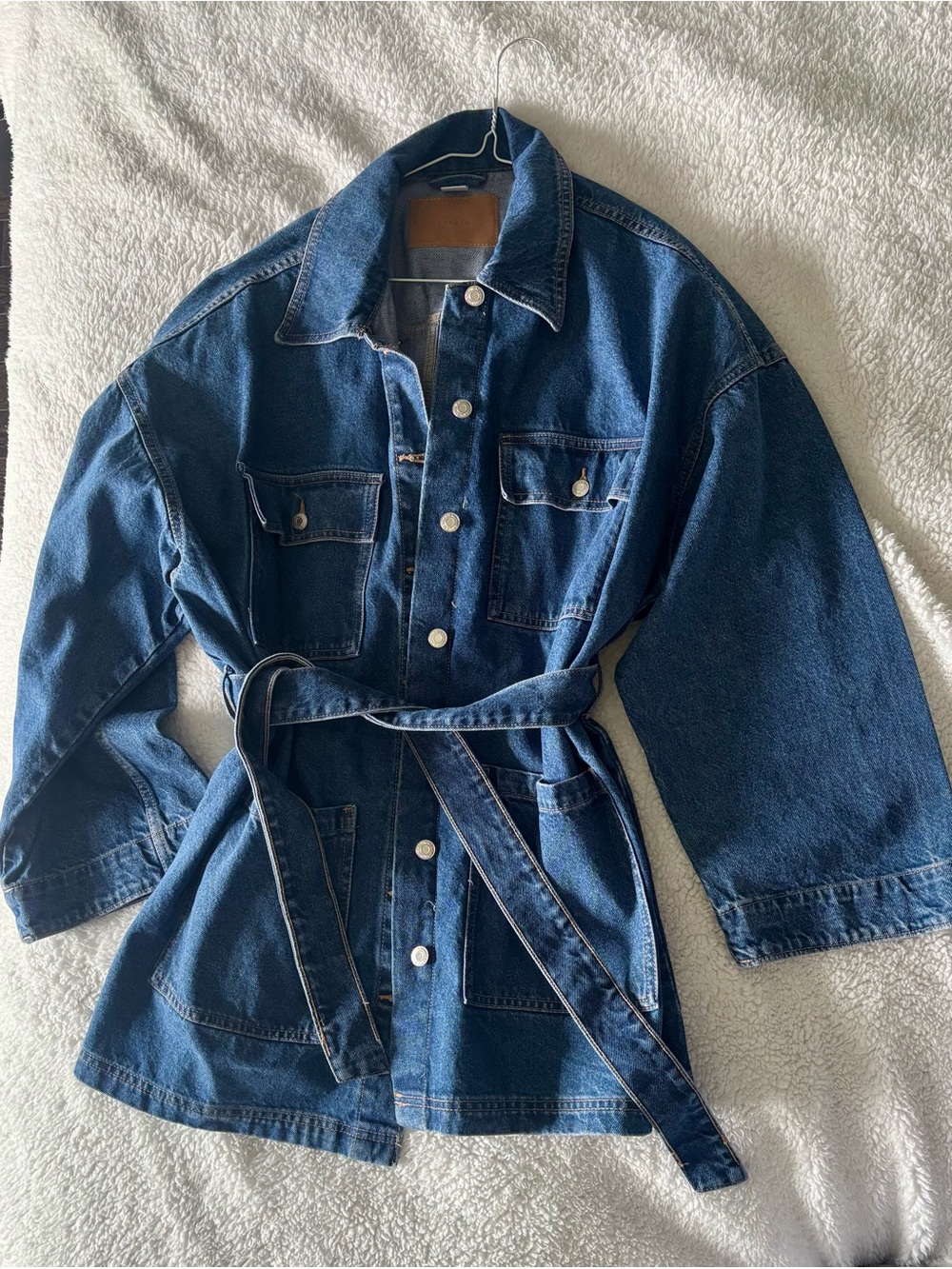 H&M Dark Blue Denim Belted Jacket